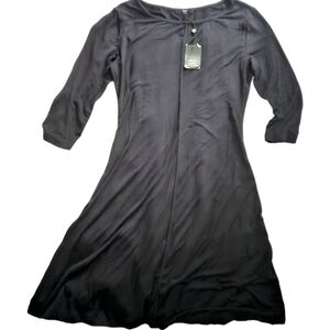 Tart Collections Black 3/4 Sleeve Boat Neck Midi Dress